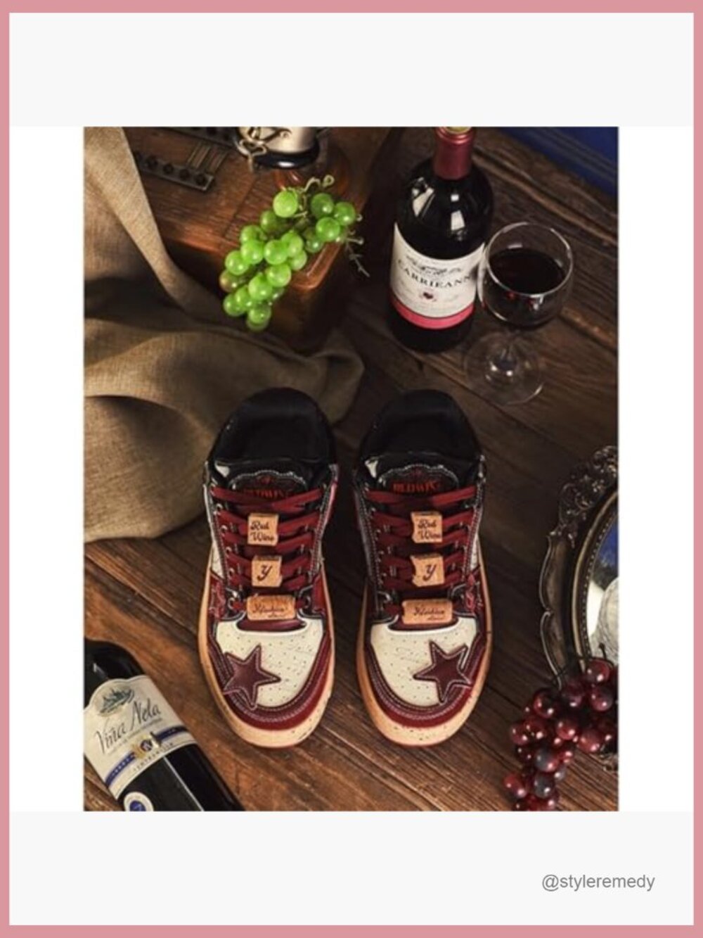 Burgundy Star Chunky Sneakers Women Fashion Platform Walking Shoes - Picture 3 of 7